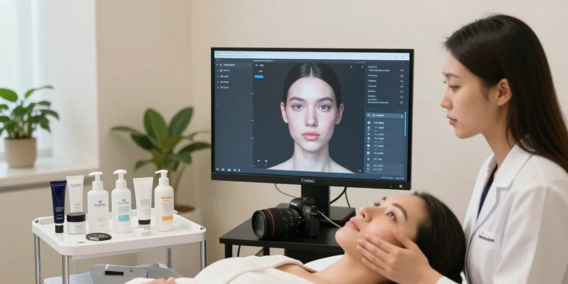 ClinicEvo better than QOVES showcased in a modern aesthetic clinic during a facial analysis session.