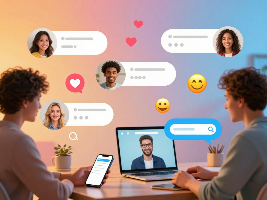 Engaging virtual sex chat conversation with diverse avatars exchanging messages.