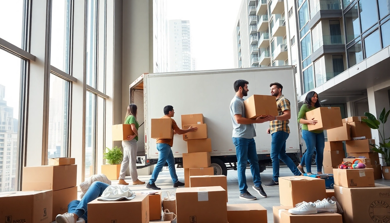 Movers efficiently managing new york moving tasks in a modern NYC apartment.