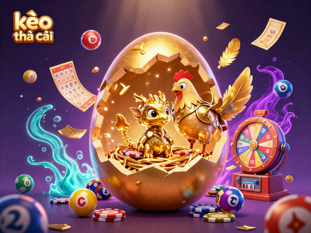 Engage in thrilling kèo nhà cái adventures with a golden dragon guarding poker chips in a vibrant casino scene.
