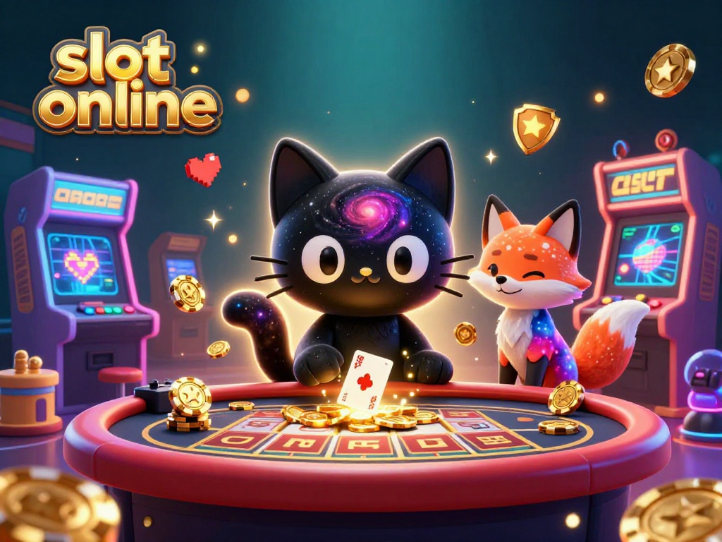 Experience the thrill of slot online with a vibrant cosmic casino scene featuring unique characters and colorful gaming elements.
