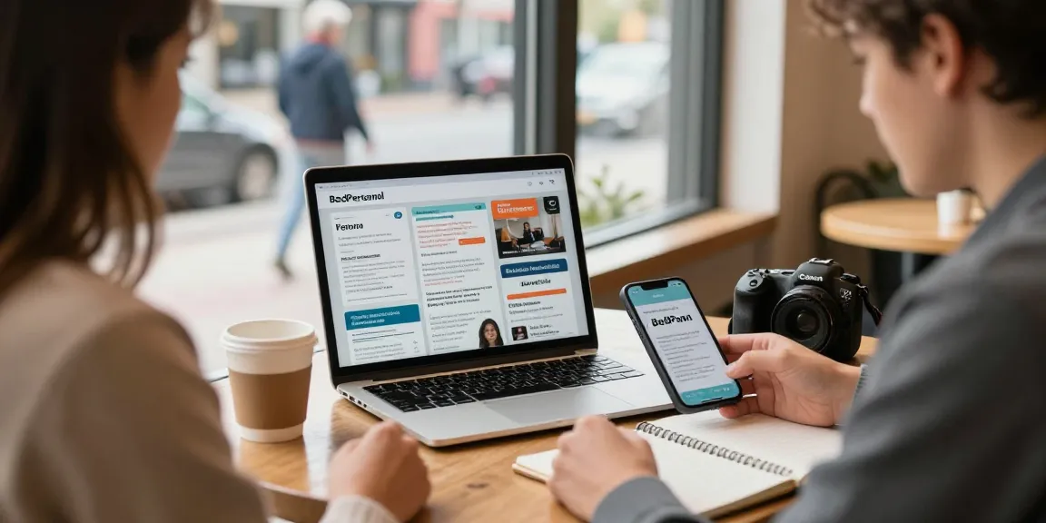 Engaging scene of a user interacting with BedPersonal for local classifieds.