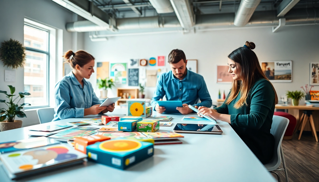 Showcasing a vibrant workspace of a packaging design agency Melbourne with creative designers at work.