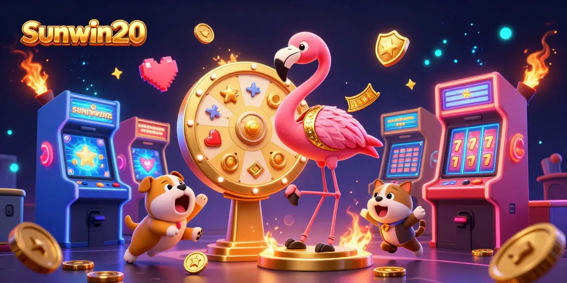 Engage with sunwin20 at this vibrant 3D illustration featuring an exciting slot game scene.