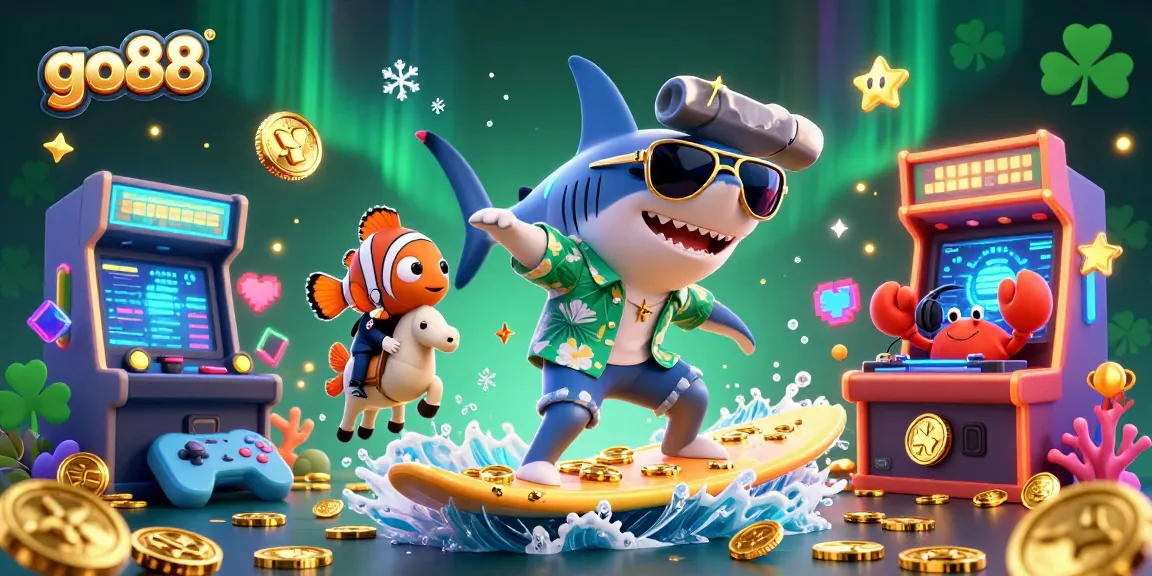Engage in exciting gameplay with go88, featuring a playful shark and colorful gaming elements.