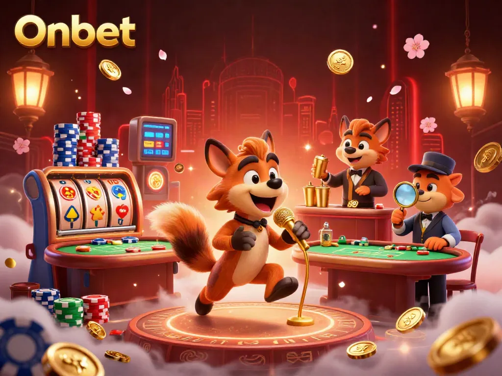 Experience Onbet's animated comedy casino with hyena characters and vibrant gambling elements.
