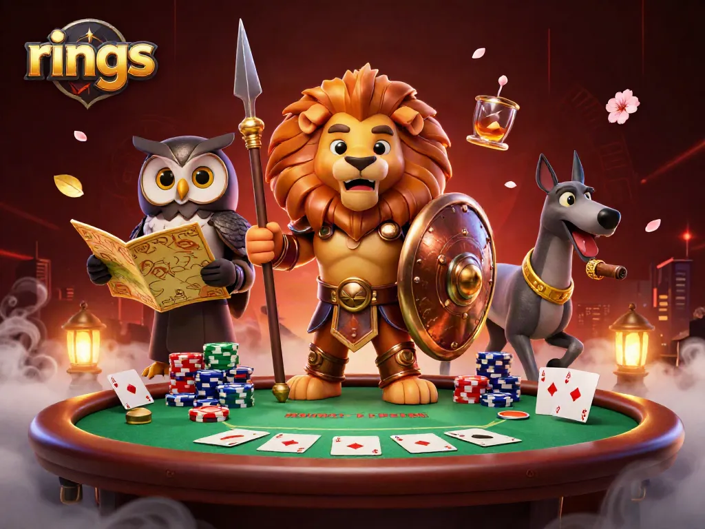 Play exciting rings at a vibrant poker atmosphere with strategic characters.