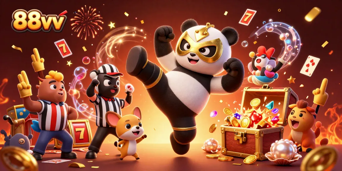 Experience wins at 88vv with exciting action from a wrestling panda and playful animal fans.