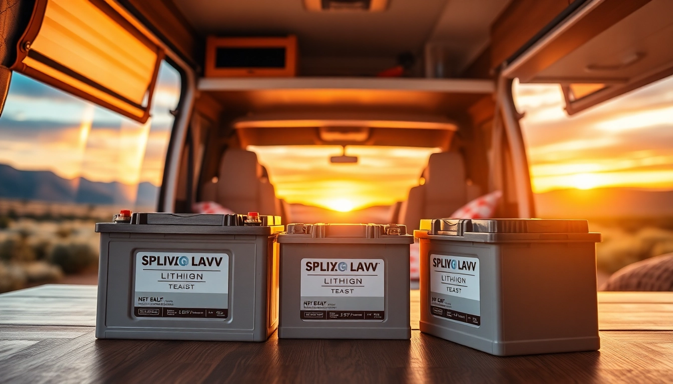 Lithium RV batteries showcased in a stylish camper setting, emphasizing durability and performance.